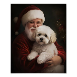 Bichon Frise mit dem Weihnachtsmann Weihnachten Poster
