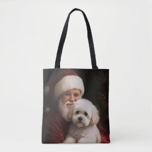 Bichon Frise mit Santa Claus Festive Weihnachten