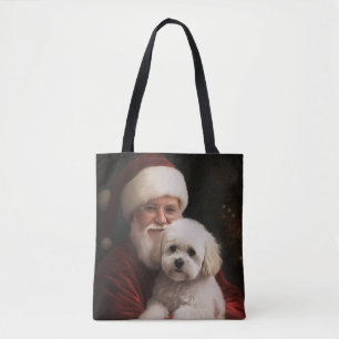Bichon Frise mit Santa Claus Festliches Weihnachte