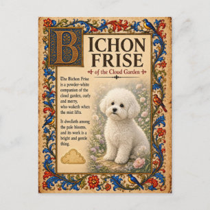 Bichon Frise, mittelalterliche Bestiarien-Kunst Postkarte