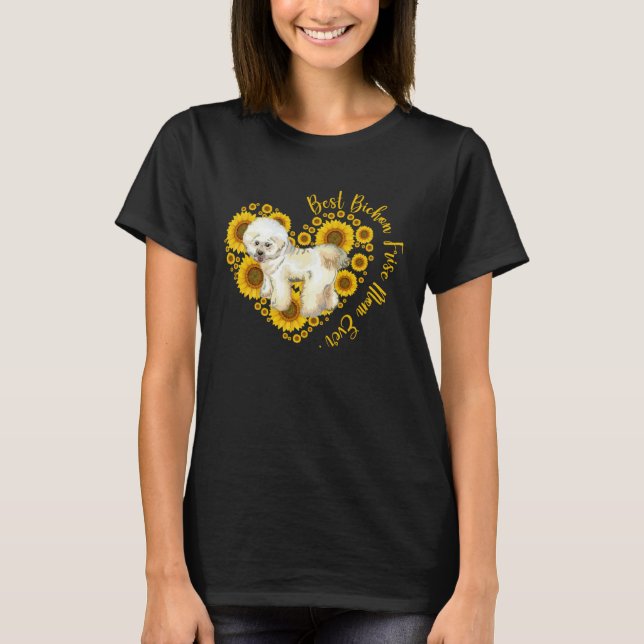 Bichon Frise Mom Sunflower Heart  Mother s Day T-Shirt (Vorderseite)