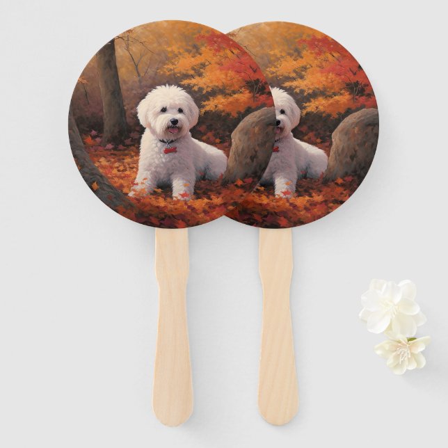 Bichon Frise n Herbstleaves Fall Inspiriert Fächer (Vorne und Hinten)