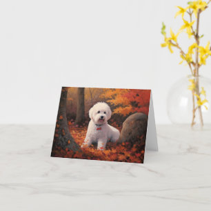 Bichon Frise n Herbstleaves Fall Inspiriert Karte
