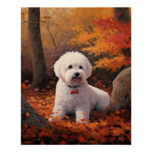 Bichon Frise n Herbstleaves Fall Inspiriert Poster