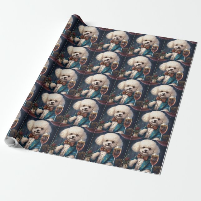 Bichon Frise New Year Geschenkpapier (Ungerollt)