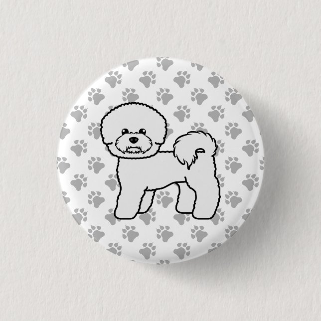 Bichon Frise Niedlich Cartoon Dog Illustration Button (Vorderseite)
