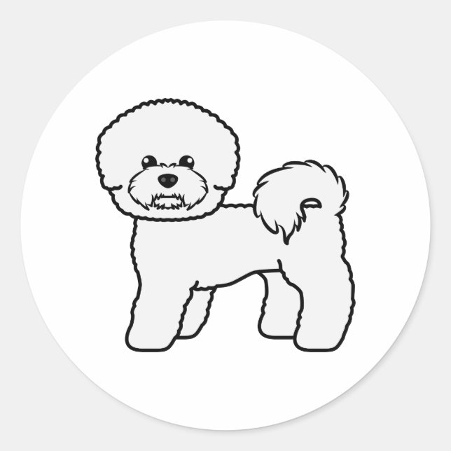 Bichon Frise Niedlich Cartoon Dog Illustration Runder Aufkleber (Vorderseite)