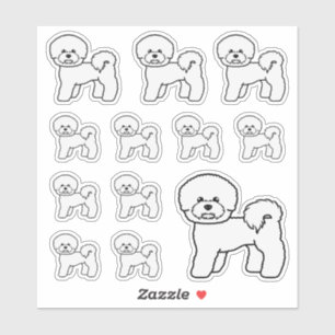 Bichon Frise Niedlich Cartoon Dog Illustrationen Aufkleber