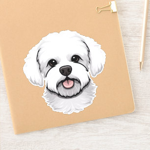 Bichon Frise Niedlich Hunde Gesicht Welpe Cartoon  Aufkleber