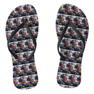 Bichon Frise on a Paddle: Ein Landschaftliches Abe Flip Flops