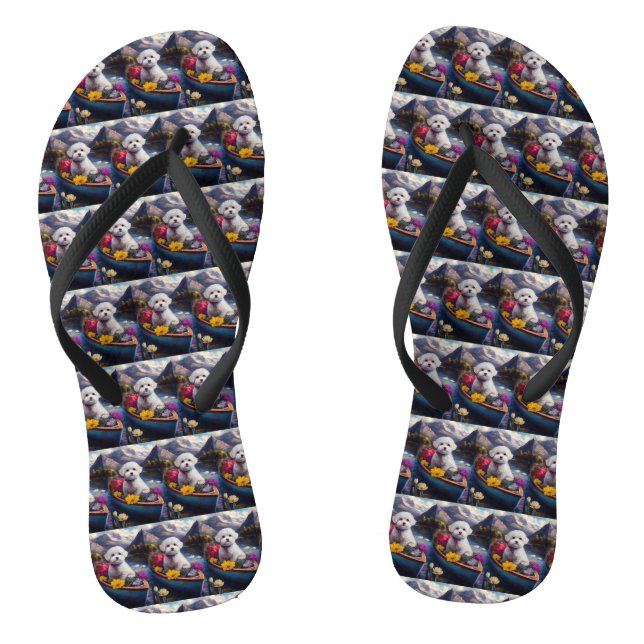 Bichon Frise on a Paddle: Ein Landschaftliches Abe Flip Flops (Fußbett)