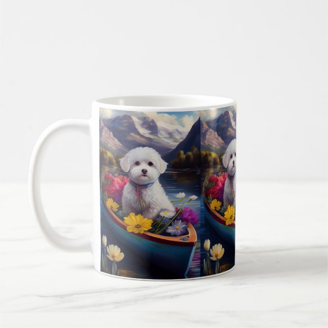 Bichon Frise on a Paddle: Ein Landschaftliches Abe Kaffeetasse (Links)