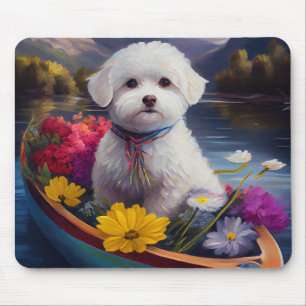 Bichon Frise on a Paddle: Ein Landschaftliches Abe Mousepad