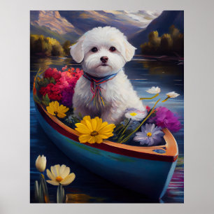 Bichon Frise on a Paddle: Ein Landschaftliches Abe Poster