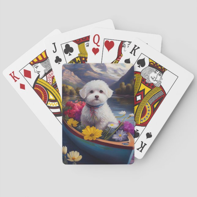 Bichon Frise on a Paddle: Ein Landschaftliches Abe Spielkarten (Rückseite)