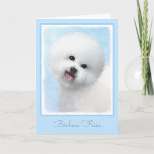 Bichon Frise Painting - Cute Original Dog Art Karte