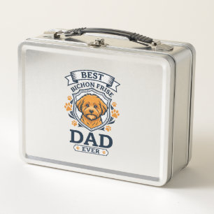 Bichon Frise Papa für immer Hundepfotenabdrücke Metall Brotdose