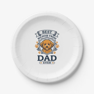 Bichon Frise Papa für immer Hundepfotenabdrücke Pappteller