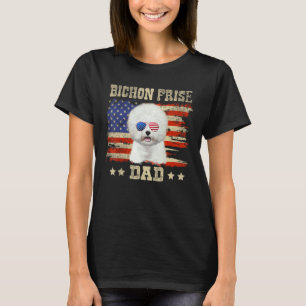 Bichon Frisé Papa Merica Amerikanische Flagge Hund T-Shirt