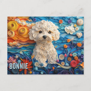 Bichon Frise Paper Quilling Art Dog Portrait Postkarte