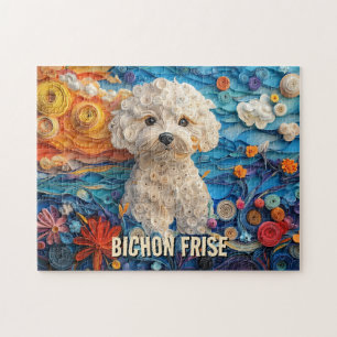Bichon Frise Paper Quilling Art Dog Portrait Puzzle