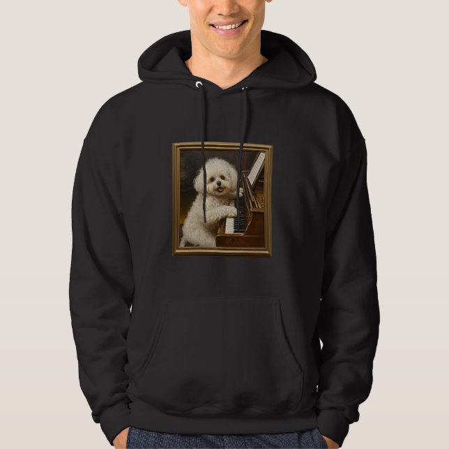 Bichon Frise Piano Dog Hoodie (Vorderseite)