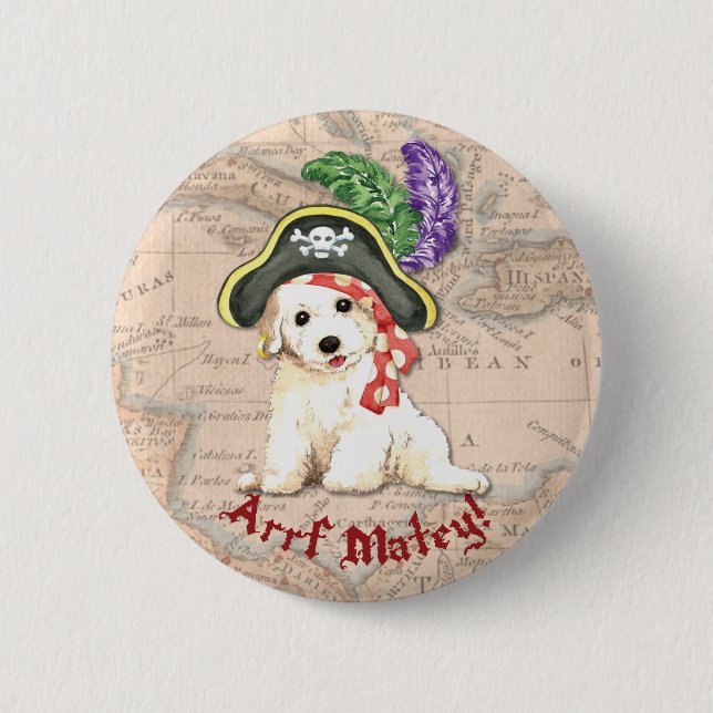 Bichon Frise Pirat Button (Vorderseite)