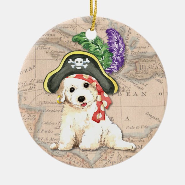 Bichon Frise Pirate Keramikornament (Vorne)