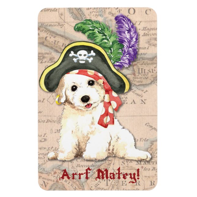 Bichon Frise Pirate Magnet (Vertikal)