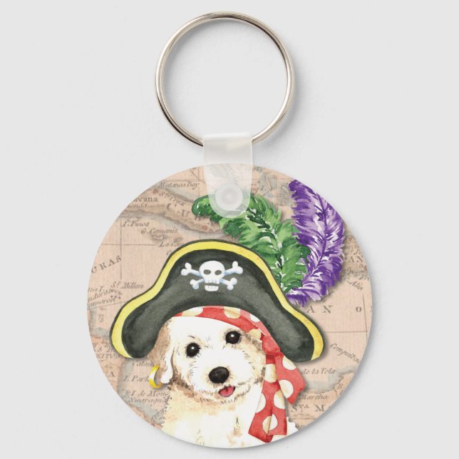 Bichon Frise Pirate Schlüsselanhänger (Vorderseite)