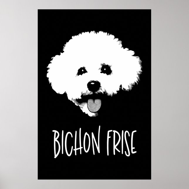 Bichon Frise Pop Art Minimalist Chic Black & White Poster (Vorne)