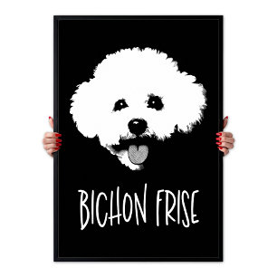 Bichon Frise Pop Art Minimalistischer Chic Schwarz Poster