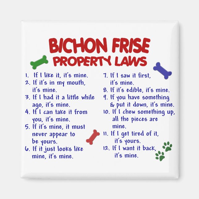 BICHON FRISE Property Laws 2 Magnet (Vorne)