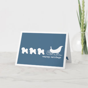 Bichon Frise Pulling Santa's Sleigh Feiertagskarte