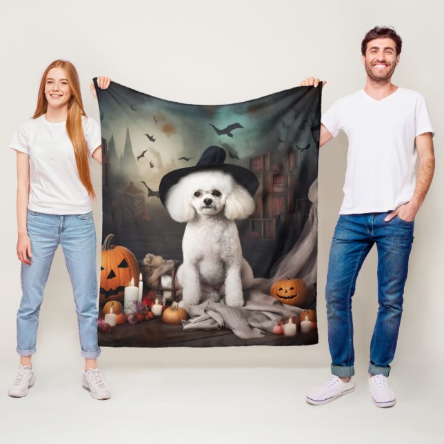 Bichon Frise Pumpkins Halloween Beängstigend Fleecedecke (Beispiel)