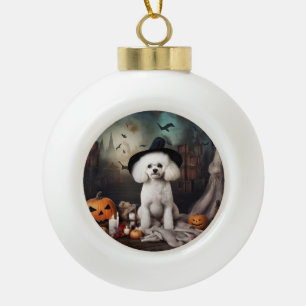 Bichon Frise Pumpkins Halloween Beängstigend Keramik Kugel-Ornament