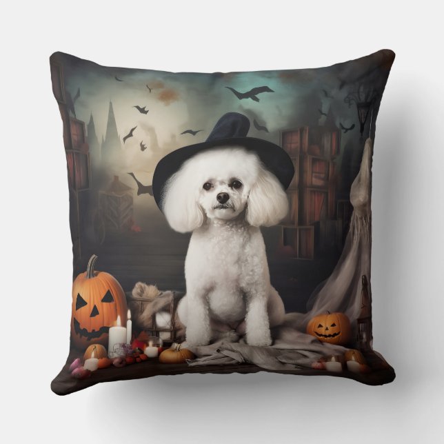 Bichon Frise Pumpkins Halloween Beängstigend Kissen (Rückseite)