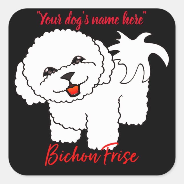 Bichon Frise Quadratischer Aufkleber (Vorderseite)