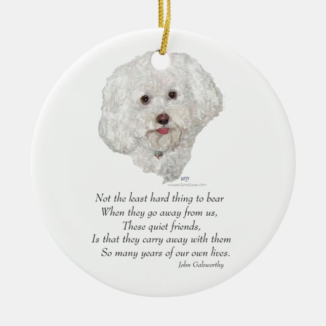 Bichon Frise Rainbow Bridge Keramikornament (Vorne)