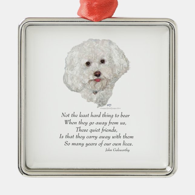 Bichon Frise Rainbow Bridge Silbernes Ornament (Vorne)