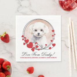 Bichon Frise Red Heart von Hund Foto Serviette