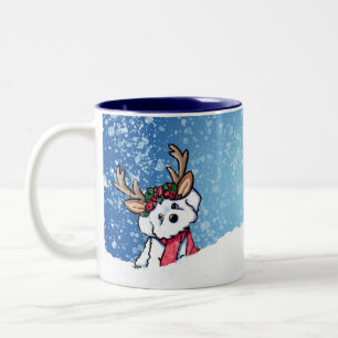 Bichon Frise Reindeer Christmas Zweifarbige Tasse