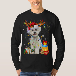 Bichon Frise Reindeer Weihnachtsleuchten Funny Dog T-Shirt