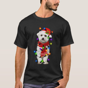 Bichon Frise Reindeer Weihnachtsleuchten Funny Dog T-Shirt