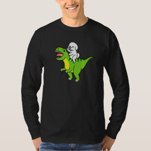 Bichon Frise reitet Rex Dinosaurier Hund   T-Shirt
