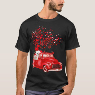 Bichon Frise Riding Red Truck Valentine lustige An T-Shirt