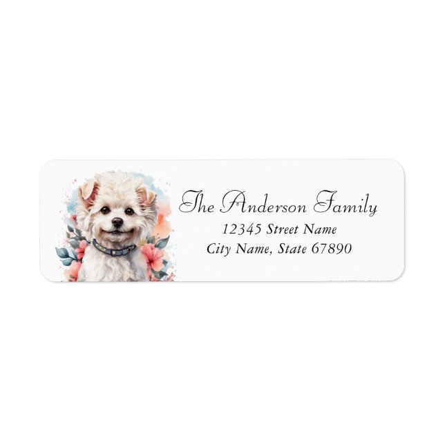 Bichon Frise Rücksendeadressen-Aufklebers (Vorne)