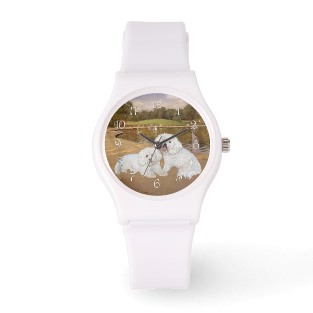 Bichon Frise Sailboats Armbanduhr (Vorderseite)