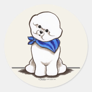 Bichon Frise Sailor Boy Blue Runder Aufkleber