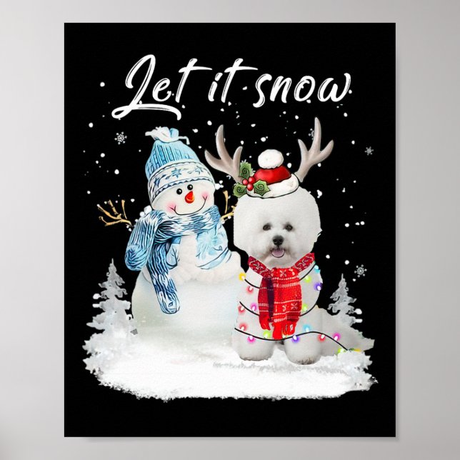 Bichon Frise Santa Dog Christmas Snowman Xmas Paja Poster (Vorne)